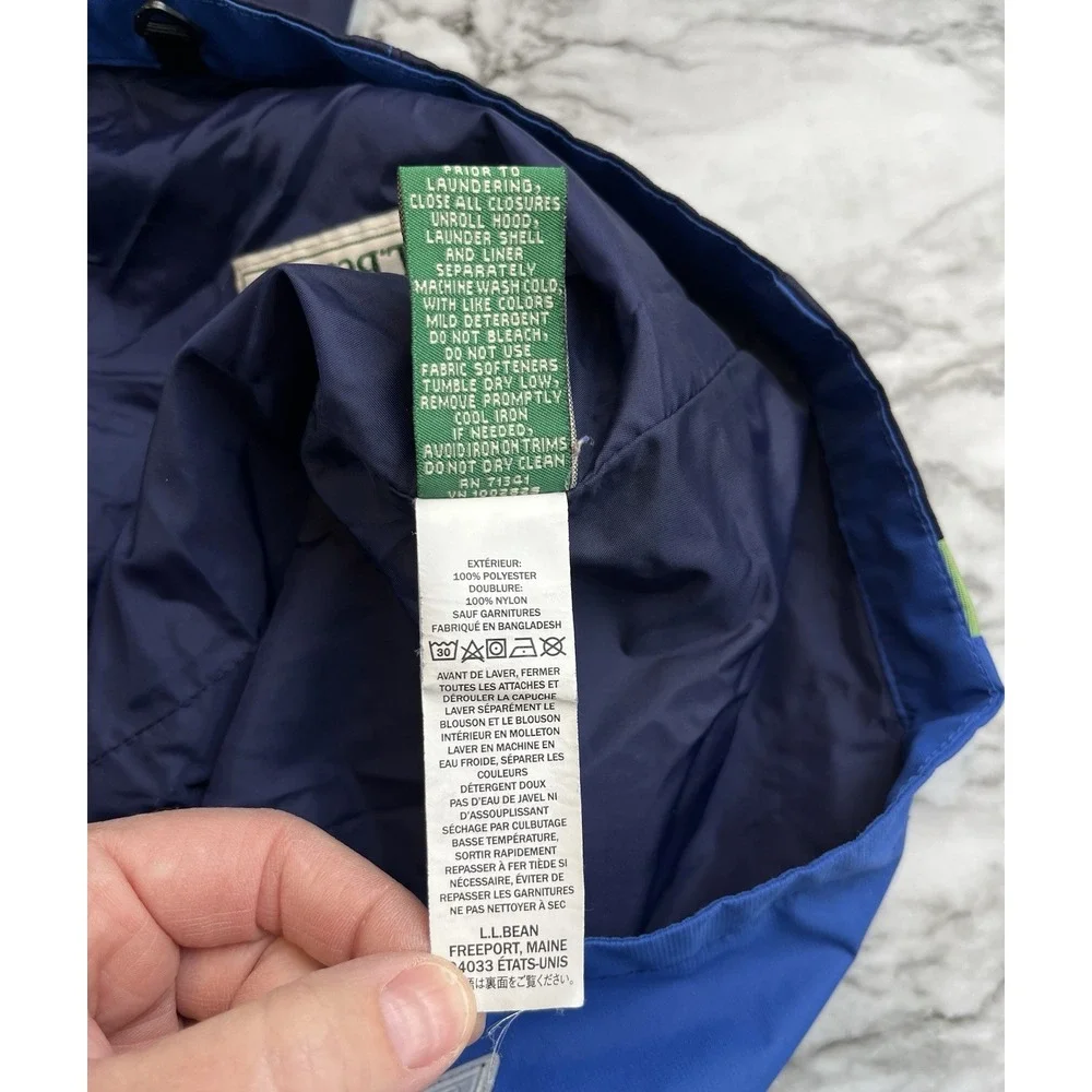 LL Bean Blue 3in1 Shell Only Jacket Boys Youth Large 14/17 Water Resistant Coat‎